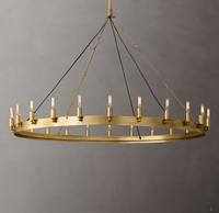 Candélabre personnalisable américain rétro fer simple double couche chambre salle à manger moderne lampe Camino Vintage filament rond lustre