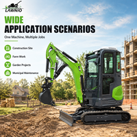 Mini Excavator LAWNIO 25U Siap Ekspor, Kabin, Track Karet, Kontrol Pilot, Cocok untuk Pertanian, Kebun, Pekerjaan Penggalian Parit, Mini Excavator Profesional
