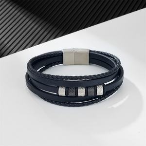 Wholesale Custom Fashion 316L Stainless Steel <b>Charms</b> Multi Layers Leather <b>Bracelet</b> - Product Image 2