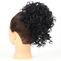 Vente chaude frisé vague profonde chignon africain désordonné frisé cordon queue de cheval perruque synthétique Extension de cheveux accessoire de cheveux