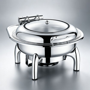 Oulu Hemisphere Réchaud <span class=keywords><strong>de</strong></span> buffet en acier inoxydable avec couvercle en <span class=keywords><strong>verre</strong></span>, pour la conservation <span class=keywords><strong>de</strong></span> la chaleur des aliments, pour banquets et cafétérias - Product Image 2