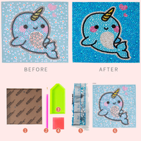 Cadre de peinture diamantée pour enfants, motif alpaga de dessin animé, 100% diamants complets, diamants en résine écologique + toile, cadeau pour enfants