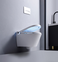 WC intelligent mural CE avec bidet intégré, siège chauffant, panneau de commande LED, chasse d'eau automatique, gain de place, pour salles de bain aux États-Unis/Europe