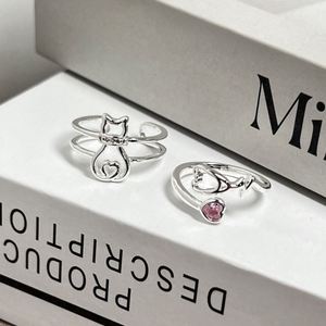 Anillo De Ansiedad Cute Cat Body Charm Cubic Zirconia Animal Design Pink Zircon Finger <b>Ring</b> Open <b>Adjustable</b> <b>Ring</b> - Product Image 3