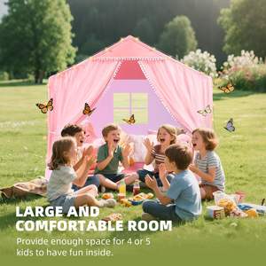 Tentes de jeu roses pour enfants, tente d'intérieur et d'extérieur pour tout-petits, tente de jeu pour enfants, grand château tipi pour bébés - Product Image 5