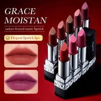 Rouge à lèvres mat velours SADOER 4g, Rouge brique, Brun chocolat, Cerise, 3 couleurs disponibles, OEM, Marque privée, Faible MOQ