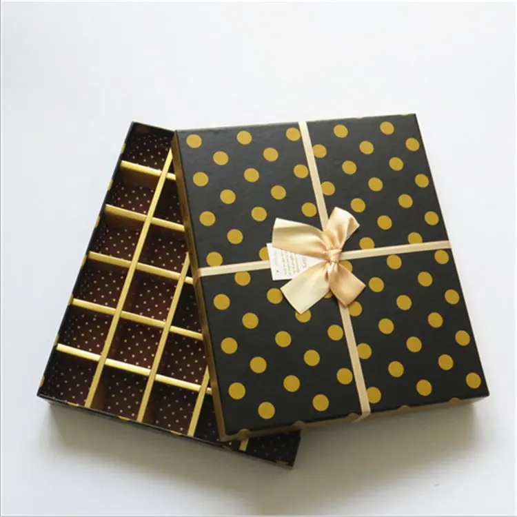 Logo personalizzato di cioccolato di cartone scatola di imballaggio con il nastro arco cibo box eco-friendly di vendita al dettaglio