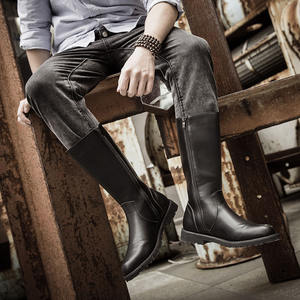 Bottes Martin pour hommes, bottes de rue Cool, chaussures en cuir PU à la mode, bottes de chevalier - Product Image 4