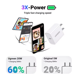 อะแดปเตอร์จ่ายไฟสำหรับโทรศัพท์แอนดรอยด์แบบเร็ว 20W USB C GaN PD รุ่น CD137 รองรับการชาร์จเร็ว 20W GaN PD สำหรับ CD137 - Product Image 2