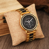 Jam Tangan Kayu Multifungsi Kronograf Pria Model Terbaru Tren Fashion, Jam Tangan Kayu Quartz Kustom