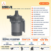 Pompe à eau silencieuse ZKSJ 24V DC sans balais 3800L/H, hauteur de refoulement 12M, 35dB, IP68, submersible pour aquarium, circulation de fosse, ODM OEM