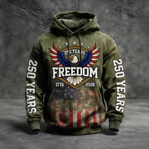 Sweat-shirt à capuche pour homme 100% coton, manches régulières, poche imprimée, respirant, tricoté, vêtement décontracté - Product Image 5