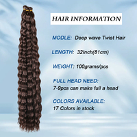 Meilleures ventes 100g paquets de cheveux synthétiques 32 pouces Deep Wave Twist Crochet tressage Extensions de cheveux adaptés aux femmes de tous âges