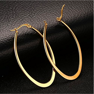 Boucles d'oreilles ovales en or enveloppé de vie Créole fantaisie Or Rose Prévenir les allergies Boucle d'oreille - Product Image 6