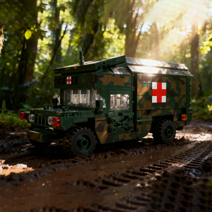 Mainan Blok Bangunan Plastik Kreatif Bentuk Ambulans OEM Grosir 784PCS dengan Pintu yang Dapat Ditarik untuk Anak-Anak - Product Image 2