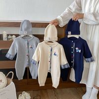 Angou RTS Combinaison Bébé Automne Unisexe à Manches Longues en Tricot à Capuche pour Bébés et Tout-petits, Motif Chien Saucisse