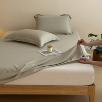 Couvre-lit moderne et simple en coton et lin, teinture réactive unie, absorbant l'humidité, respirant, pour un sommeil décontracté et confortable