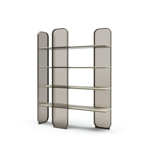 Estantería de diseñador italiano de gama alta, estantería de lujo moderna con paneles de madera, estantería de exhibición contemporánea para sala de estar - Product Image 4