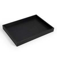 Grands plateaux de service alimentaire carrés en acrylique noir pour les commodités hôtelières