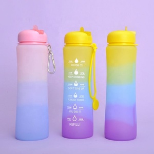 Bouteille d'eau en silicone écologique à dégradé de couleurs, très vendue, pour adultes, idéale pour les voyages - Product Image 4