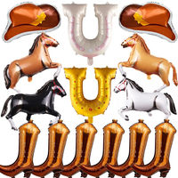 Western Cowboy Cowgirl Ballons en aluminium Énorme chapeau marron Cheval Ballons en aluminium Décorations de fête de Cowboy Fournitures Jouet