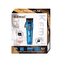 Kemei KM-2796 gunting rambut profesional dengan pisau DLC dan baterai Lithium 4600mAh dan daya besar dengan LCD dengan 2 pisau dalam 1 Set