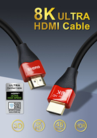 Câble HDMI 8K 2.1-Disponible en 1m 1.5m 2m 3m 5m 10m Câble tressé haute vitesse avec 48Gbps, résolution vidéo 4K @ 120Hz/8K @ 60Hz