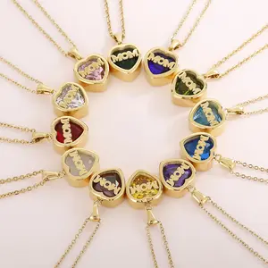 Go Party Fête des Mères Acier Inoxydable <span class=keywords><strong>Maman</strong></span> Amour Coeur <span class=keywords><strong>Collier</strong></span> 12 Pierre de <span class=keywords><strong>Naissance</strong></span> Cristal Strass <span class=keywords><strong>Collier</strong></span> Meilleur <span class=keywords><strong>Maman</strong></span> Colliers Cadeau - Product Image 2