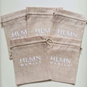 Promotional Price Natural Hemp <b>Drawstring</b> Bag Custom Recyclable Burlap Jute <b>Pouch</b> Organic Jute <b>Drawstring</b> Bag With Logo Printing - Product Image 2