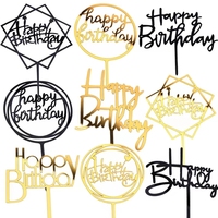 Décorations de gâteau en acrylique doré « Joyeux Anniversaire » et « Saint-Valentin », 1 pièce/sac, plusieurs styles, pour la décoration de gâteaux – Vente chaude