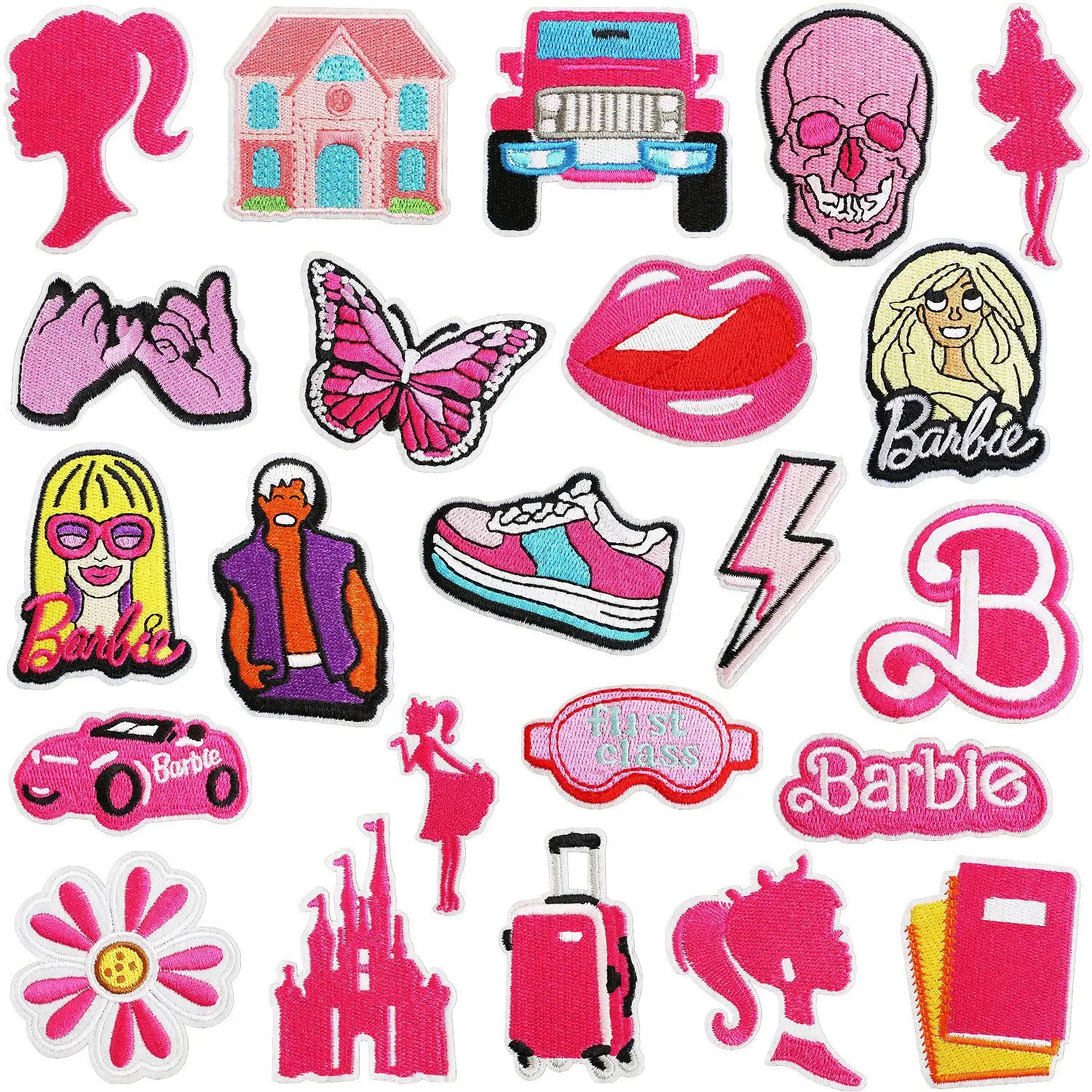 Doll Embroidery Cloth sticker Bag decoration Patch Girl Sports car Castle Embroidery patches