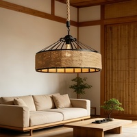 Lampe suspendue en corde de chanvre de style farmhouse américain, décoration pour maison de plage, restaurant, bar