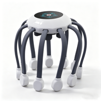 Nouveautés 2026 Masseur de tête électrique à 20 griffes en forme de pieuvre, rechargeable par USB, avec contrôle de la minuterie, musique et lumière pour relaxation profonde