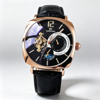 Montre mécanique homme haut de gamme, affichage phase de lune squelette, style affaires et décontracté, montre-bracelet homme, Reloj