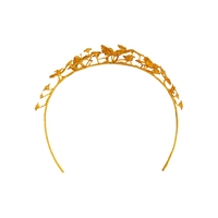 Diadème de mariée vintage baroque en or filigrané chinois avec perles et feuilles, couronne en cristal, bijou de cheveux pour mariage, anniversaire, fiançailles