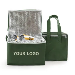 Nueva bolsa de regalos promocionales Diseño de logotipo personalizado Bolsa refrigeradora de entrega de almuerzo aislada resistente con asas