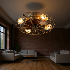 Ventilateur de plafond industriel moderne DB avec éclairage, moteur DC 220V, télécommande, matériau ABS, 5 pales, lumière LED, 32-48 pouces - Product Image 2