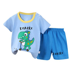 Conjunto de manga corta de algodón informal para niños, nuevo conjunto de verano con patrón de dibujos animados, <span class=keywords><strong>camiseta</strong></span> para niños y niñas, ropa ligera para bebés - Product Image 5