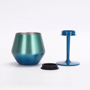 Verre à vin sans pied élégant en acier inoxydable de 14 oz - Gobelet à champagne moderne, logo personnalisé disponible - Product Image 4