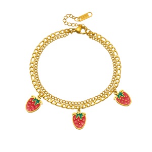 Strawberry Charm Bracelet Zinc Alloy Women's Fashion Jewelry Gift Layering Accessory - Product Image 5