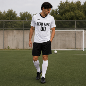 Camiseta de Fútbol Personalizada para Hombre, Cuello en V, Blanca, Manga Corta, Transpirable, de Poliéster, con Logotipo Personalizado, Impresión por Sublimación, para Todas las Temporadas - Product Image 2