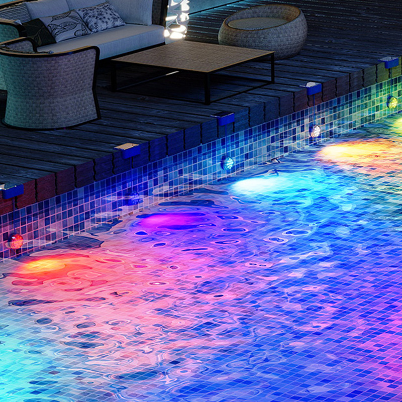 Customized Solar Pool Light RGB IP68 Waterproof Rechargeable Underwater Ambient Light For Swimming Pool Decorative Lighting