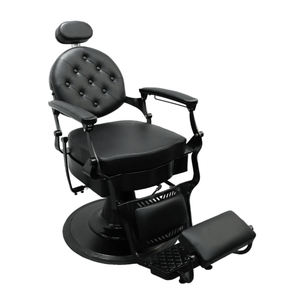 Chaise de salon de coiffure en métal avec revêtement en cuir véritable, siège de style réglable pour salon de beauté et studio de coiffure - Product Image 4