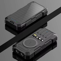 Batterie externe avec câble intégré, 26800mAh, charge rapide, charge sans fil, chargeur mobile, chargeur solaire, énergie solaire