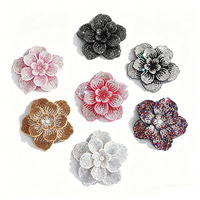 Applique florale 3D en strass Selina Crystal, faite à la main, à trois couches, pour chaussures, sacs, vêtements, accessoires pour cheveux