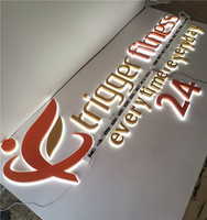 Enseigne lumineuse LED en acrylique doré effet miroir, lettres rétroéclairées 3D pour devanture de magasin