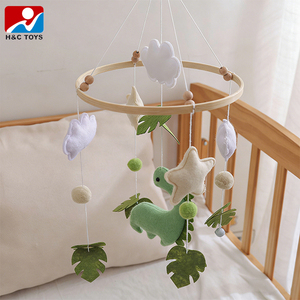 Handmade Felt <strong>Dinosaur</strong> Baby Crib Mobile with Leaves &amp; Stars, Cute Brachiosaurus <strong>Nursery</strong> Hanging Mobile, Soft Felt Dino Mobile - Product Image 3