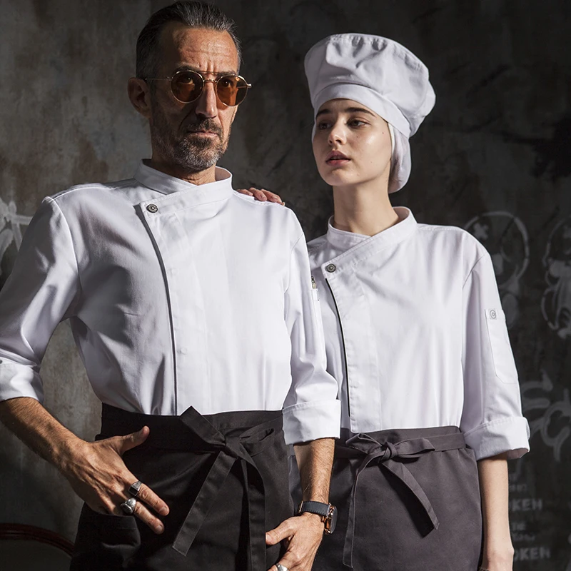 Check-out vestiti da chef di design più recenti e uniformi da chef resistenti al lavaggio per abbigliamento da chef di hotel e ristoranti