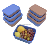 Boîte à lunch portable en silicone avec couvercle, récipient alimentaire en silicone résistant à la chaleur, boîte bento pour pique-nique, camping, cuisine