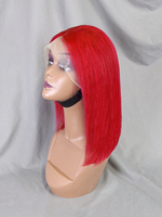 Wig Bob Pendek Pirang 613, Wig Rambut Asli Transparan dengan Lace Front, Wig Lurus 13X4, Wig Lace Frontal Berwarna Merah Abu-abu Biru Cokelat